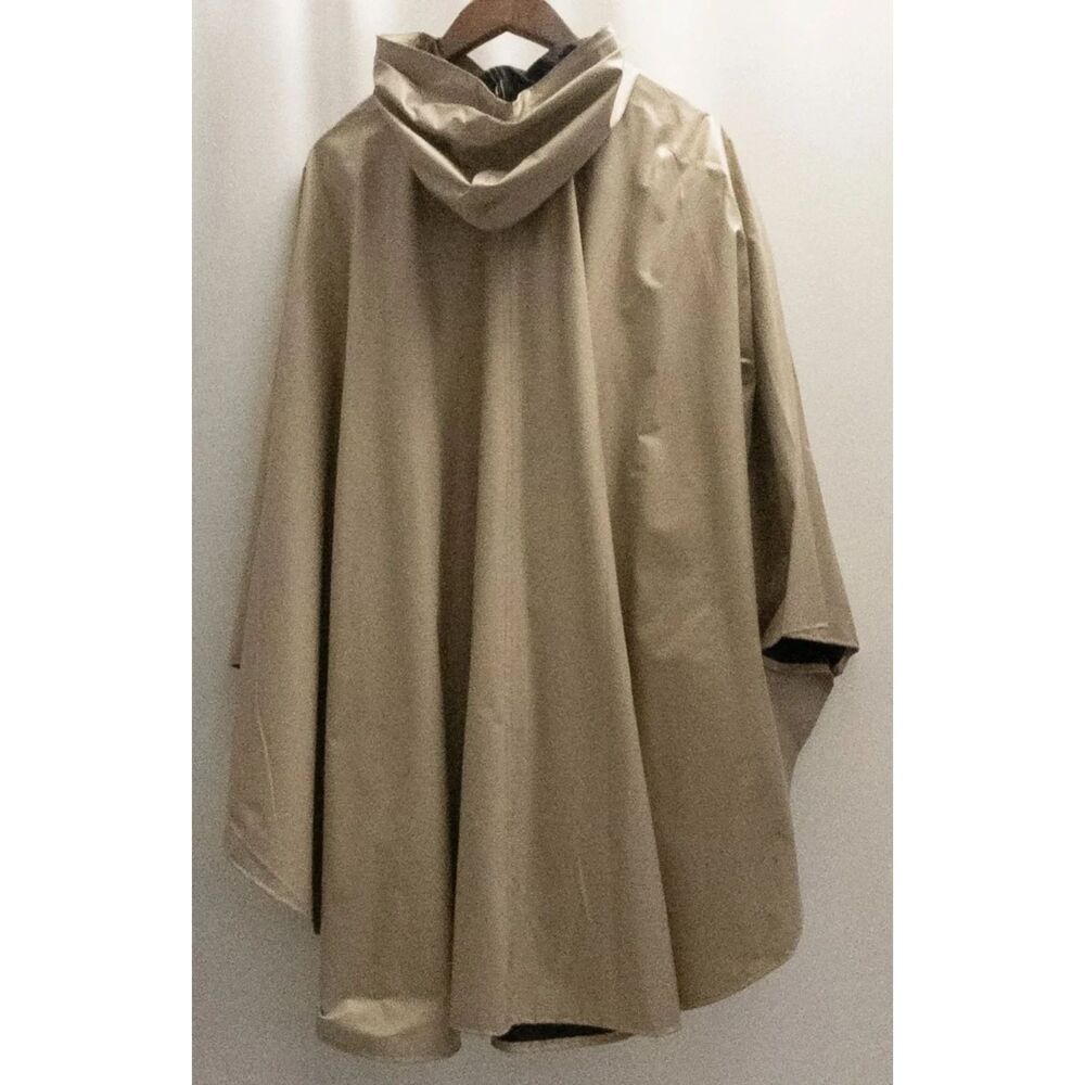 Pappagallo Khaki beige 100% vinyl Rain poncho vinyl. | Sz one size - Picture 3 of 9